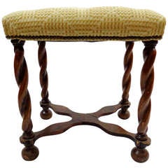 19th c. Tall English Stool with Barley Twist Legs