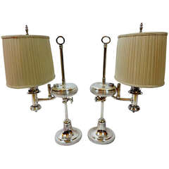 Antique 19th Century Pair of Silver Student Lamps