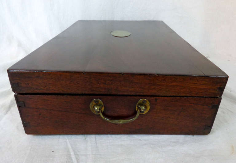 18th c. English Mahogany Box with Bronze Medallion For Sale 5