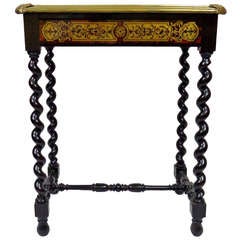 19th c. Boulle Style Ebonized Side Table with Tortoise, Gilt, and Bronze Doré