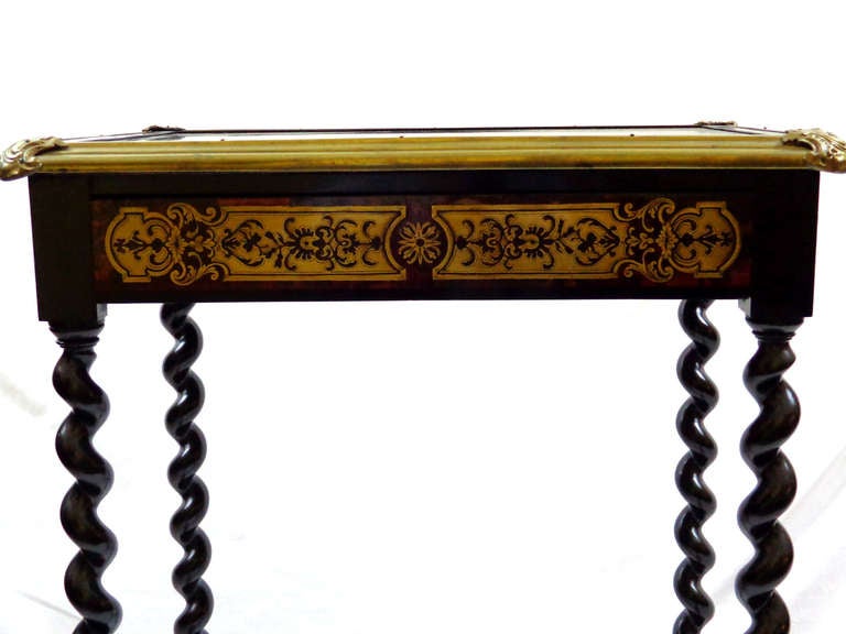 19th c. Boulle Style Ebonized Side Table with Tortoise, Gilt, and Bronze Doré
