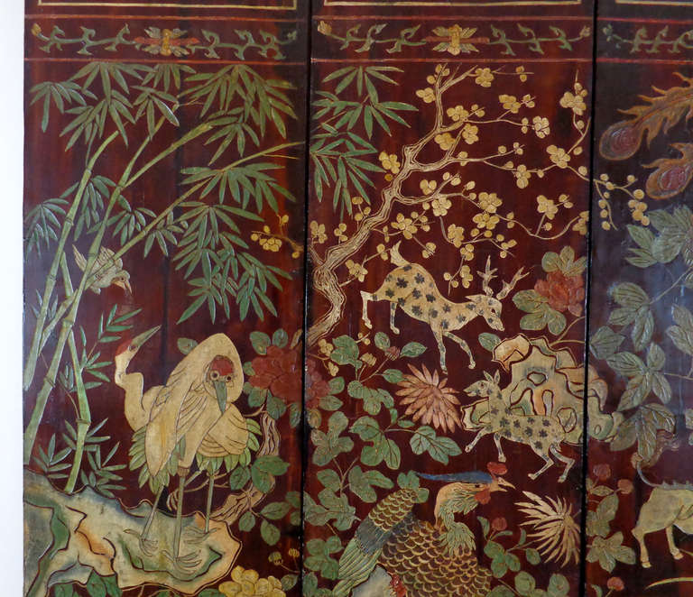 19th Century Chinese Four-Panel Screen For Sale 1