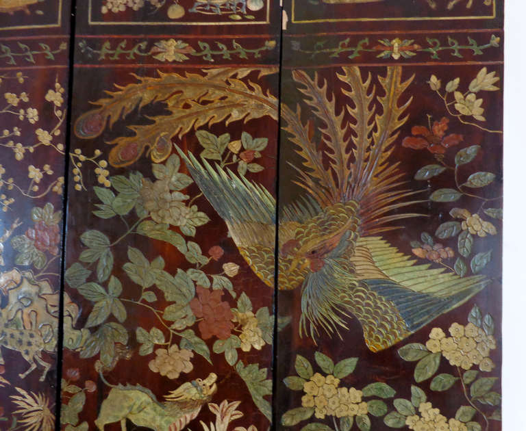 19th Century Chinese Four-Panel Screen For Sale 2