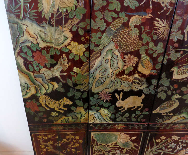 19th Century Chinese Four-Panel Screen For Sale 3