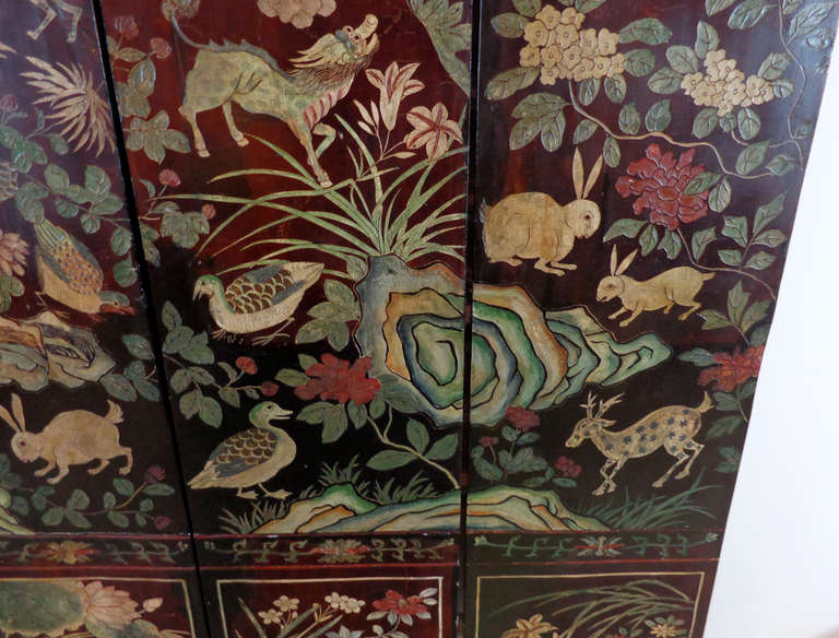 19th Century Chinese Four-Panel Screen For Sale 4