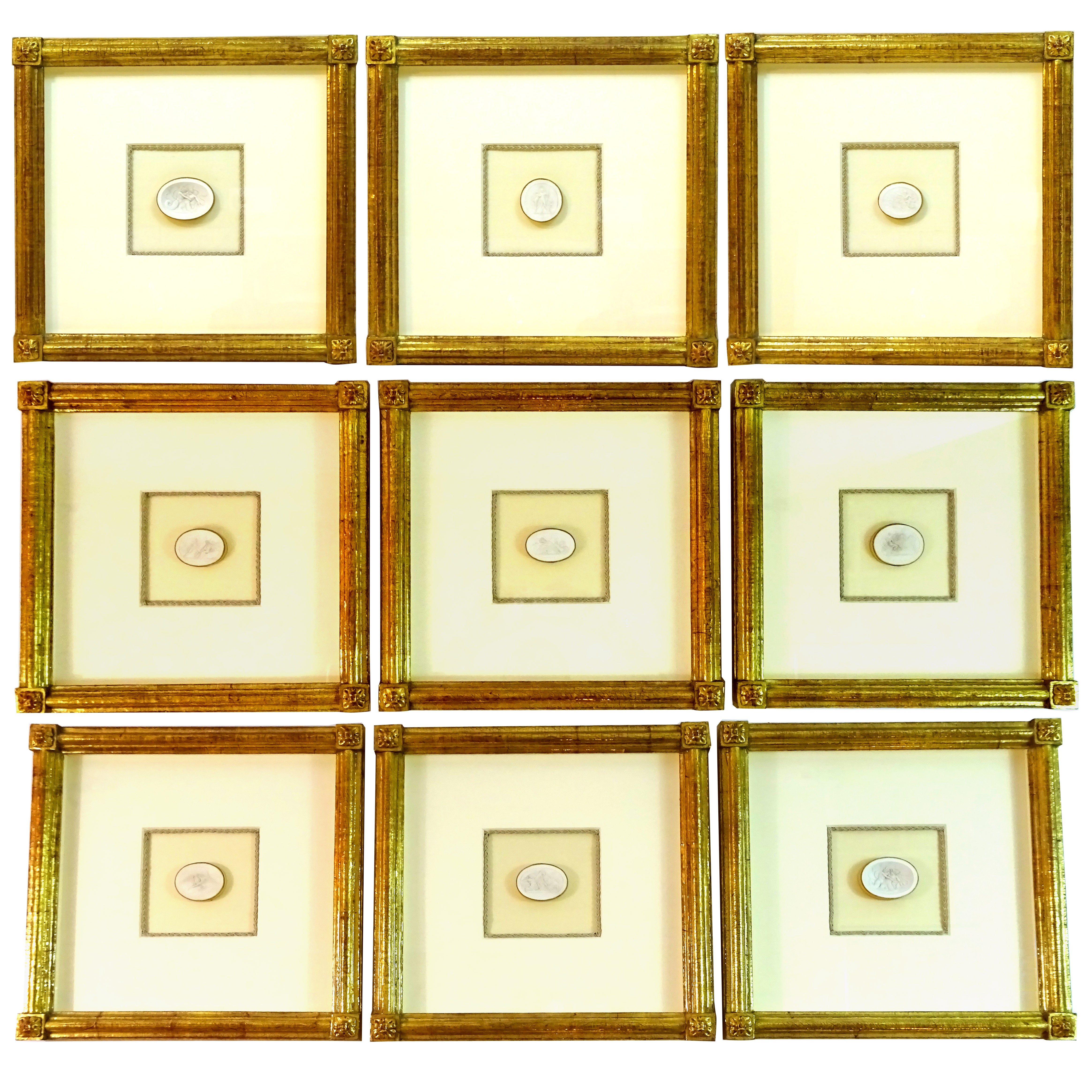 Collection of Nine Museum Quality Framed Intaglios For Sale