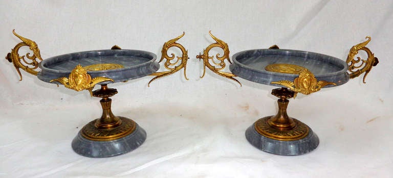 Pair of 19th Century Marble and Ormolu Tazzas