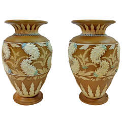 Pair of 19th Century Ceramic Vases by Royal Doulton
