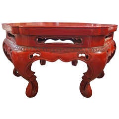 Asian Hexagonal Low Table in Cinnabar Lacquer