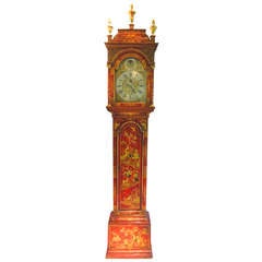 Mid-18th Century George II Scarlet and Gilt, Long-Case Clock