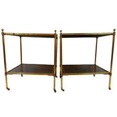 Pair of 20th Century Regency Brass Side Tables