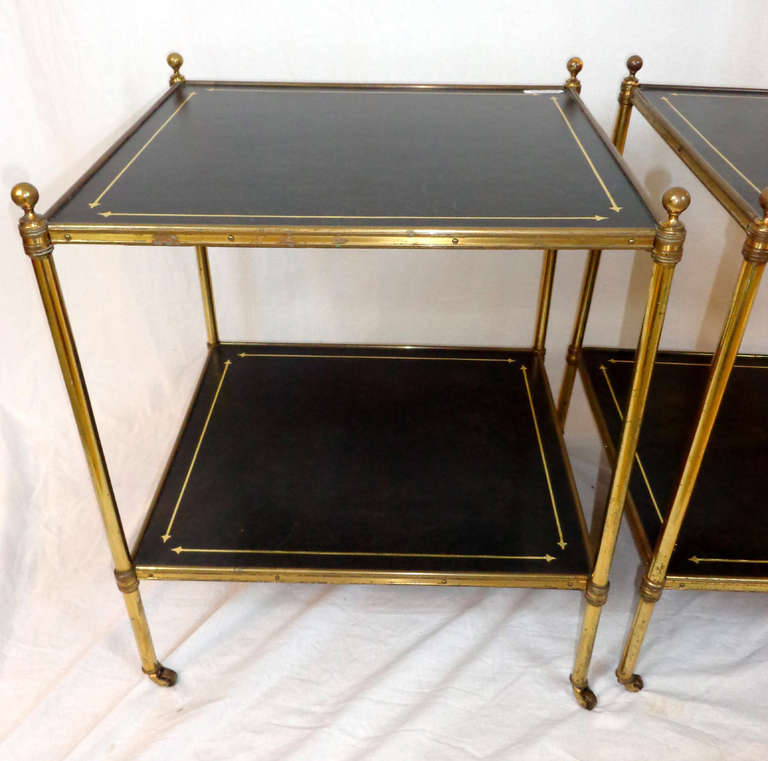 English Pair of 20th Century Regency Brass Side Tables
