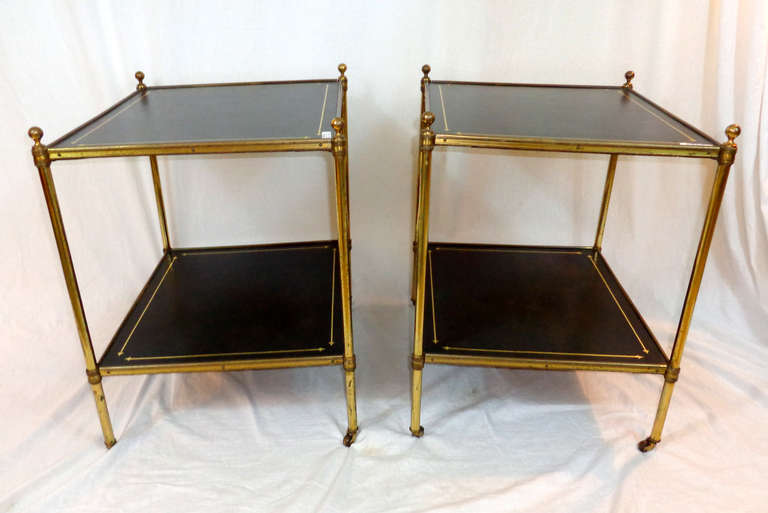 Pair of 20th Century Regency Brass Side Tables 6