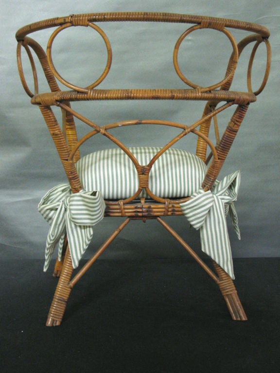 Asian Child's Open Armed Bamboo Chair