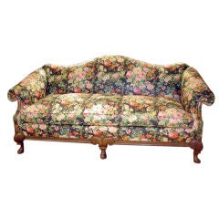 Vintage Queen Anne Style Walnut Sofa