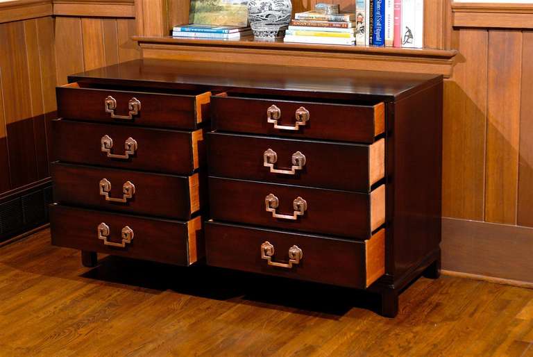 American Exquisite Restored Landstrom Eight-Drawer Chest with Greek Key Handles For Sale