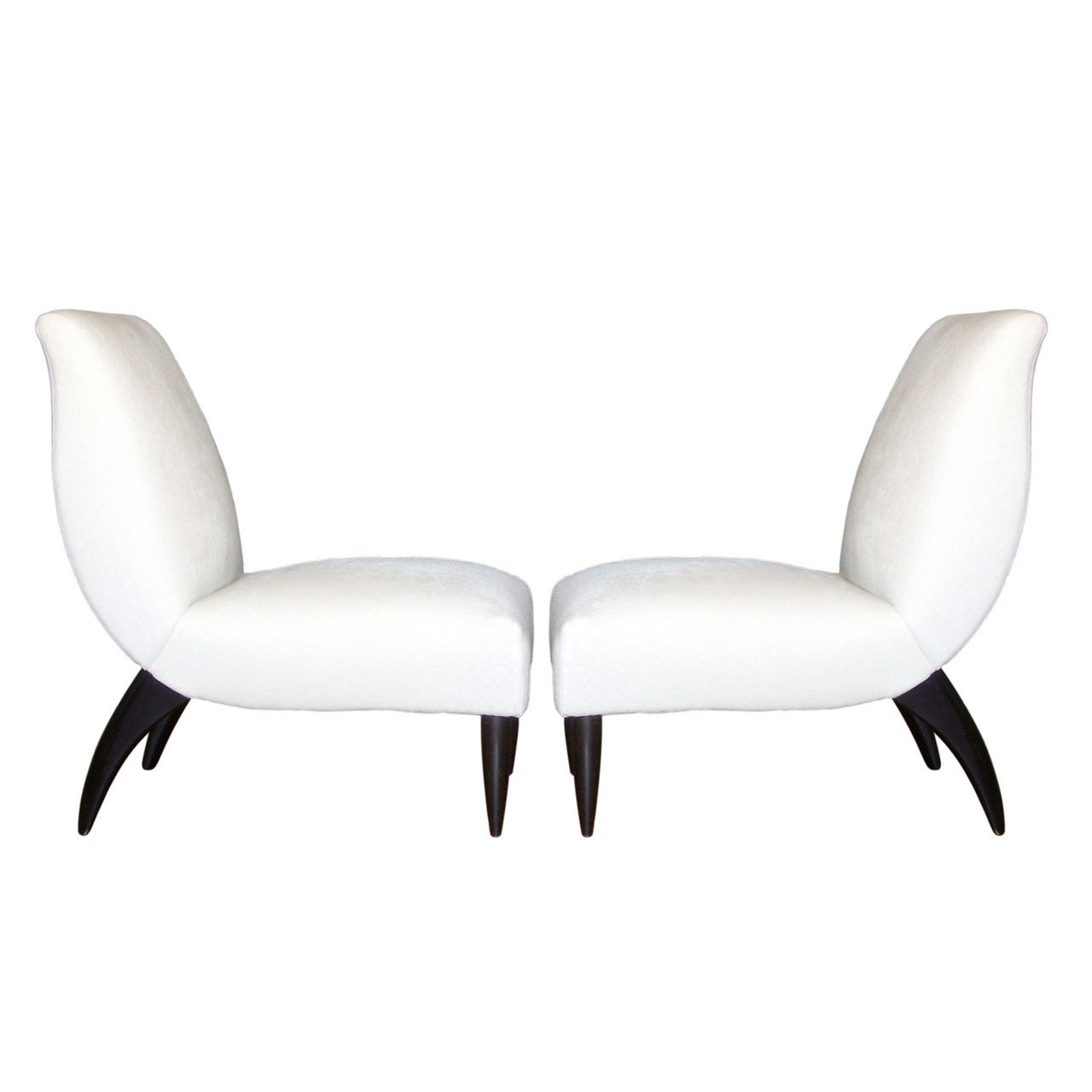 Pair of Italian Slipper Chairs Attributed to Guglielmo Ulrich