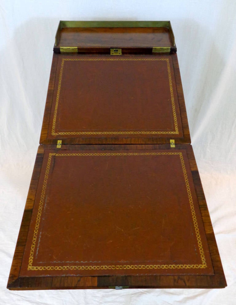 Brass Early 19th Century Exceptional Figured Rosewood Davenport