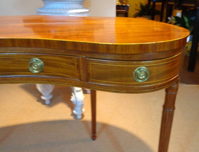 18th Century and Earlier Late 18th Century Sheraton Style, Kidney-Shaped Desk