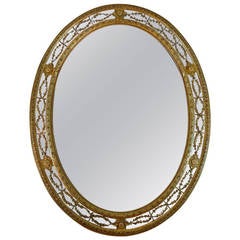 19th Century Neo-Classical Style Giltwood and Composition Oval Mirror