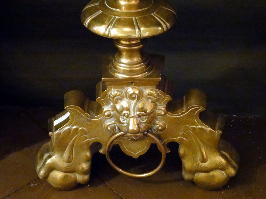 Pair of 19th Century Brass Chenets