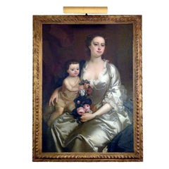 18th Century English Painting of Woman & Child