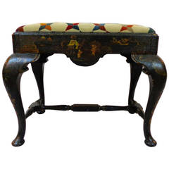 19th Century Queen Anne Style Chinoiserie Bench