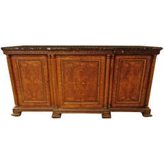 19th c. Buffet with Marquetry Panels and Marble Top