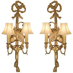 Pair of Electrified Italian Gilt Wood Sconce