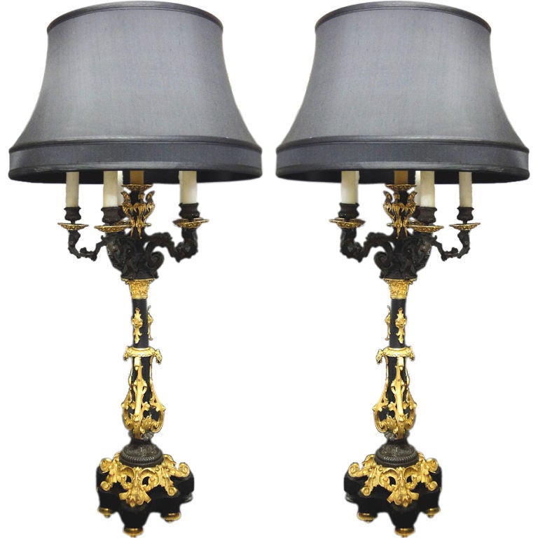 Pair of Charles X Candelabras as Lamps For Sale