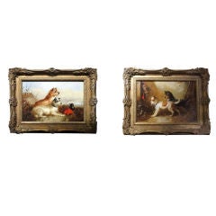 Pair of Charming Framed Dog Paintings