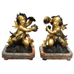 Pair of Ormolu & Bronze Triton Sculptures