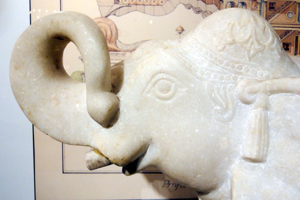 Indian A Pair of White Marble Elephants