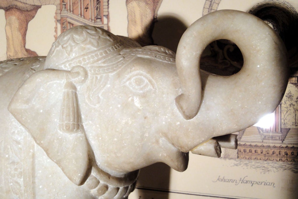 A Pair of White Marble Elephants 1