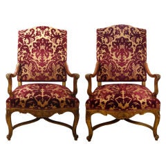Pair of Gilt & Carved Régence Style Fauteuil