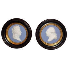 Pair of 18th c. Sevres Portrait Roundels of Louis XVI and Marie-Antoinette