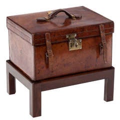 Late Victorian Leather Travel Box on Stand