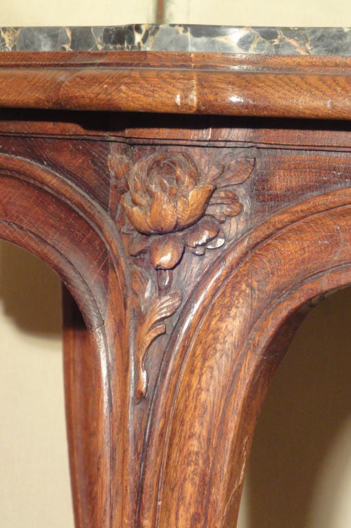 Walnut French Center Table with Marble Top For Sale