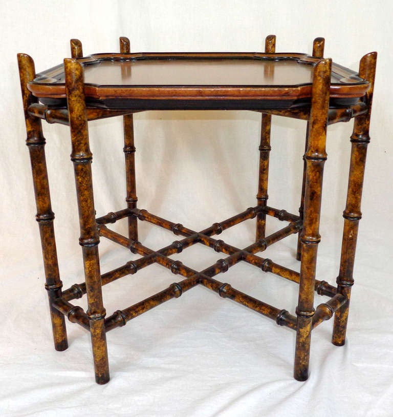 Small Tray Table with faux bamboo support structure.