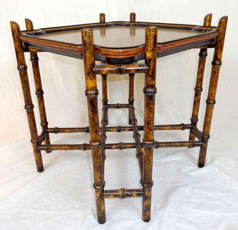 Late 20th Century Faux Bamboo Tray Table For Sale