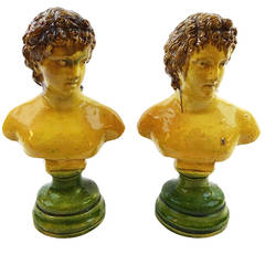 19th Century Scottish Majolica Busts