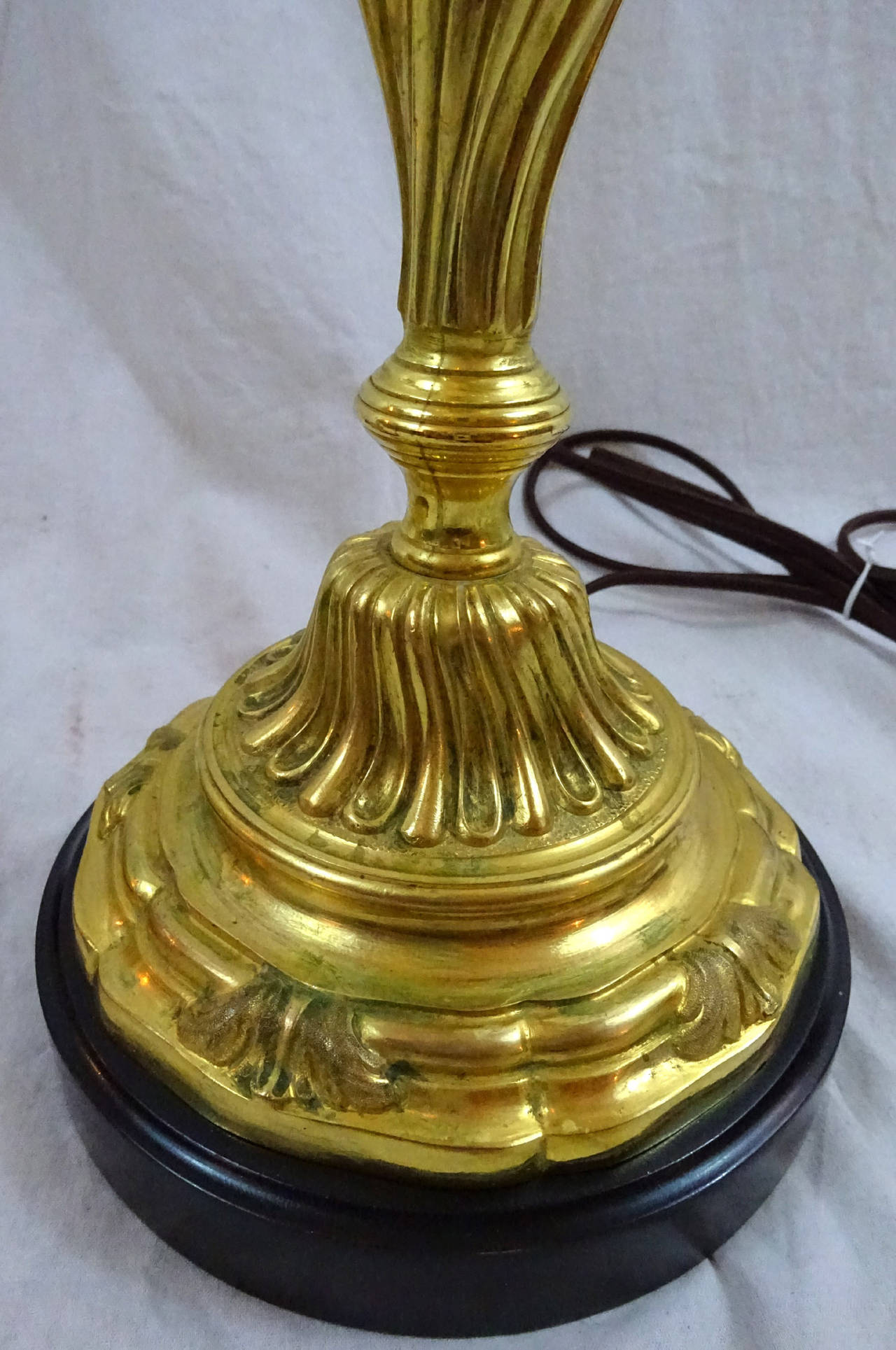 Pair of 19th Century Bronze Ormolu Candlestick Lamps 5