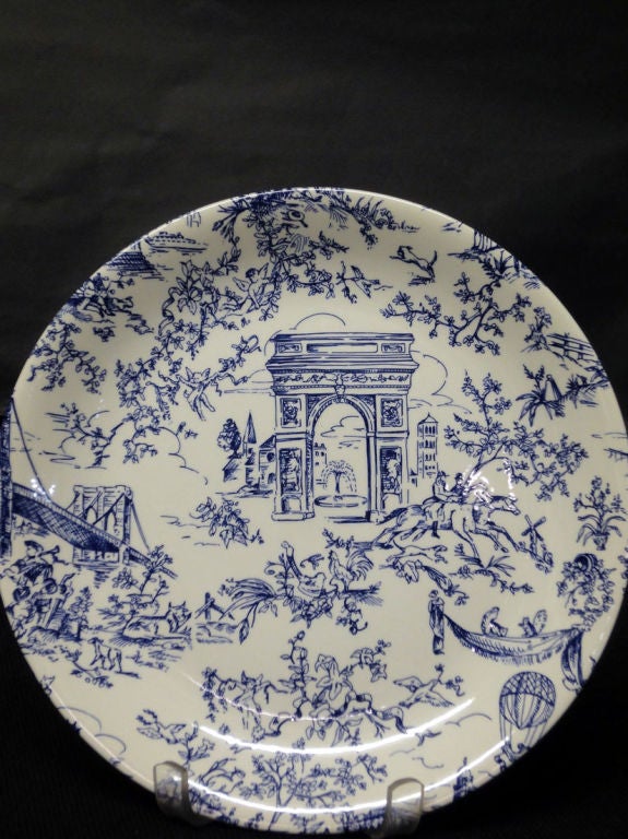 new england toile dinnerware