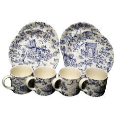 Set of "New York Toile" Plates & Mugs