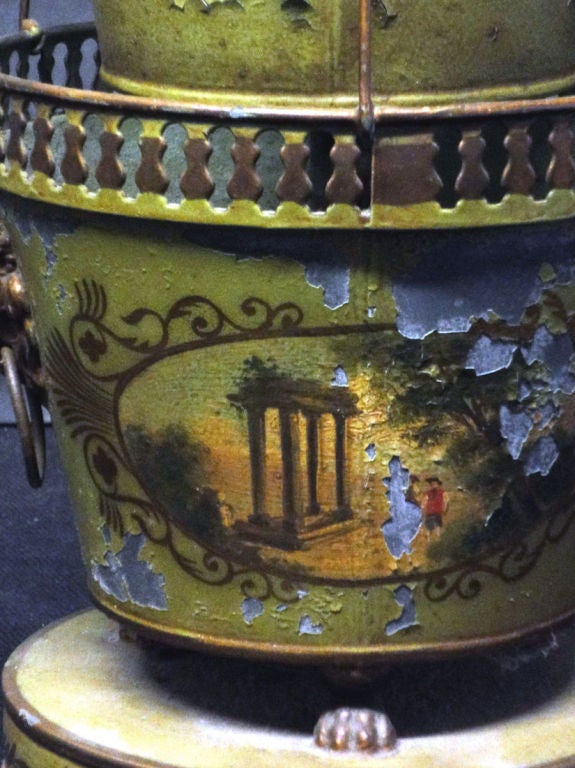 Charming French tôle-peinte six-tier cachepot with original paint. From the personal collection of Mark Hampton.