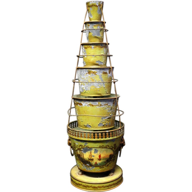 20th Century French Tôle-Peinte Six-Tier Cachepot