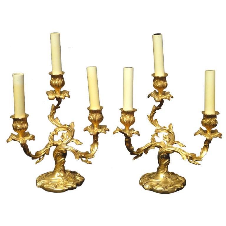 Pair of Louis XV Style Candelabras now as Lamps For Sale