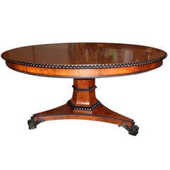 20th c. Round Table in Rosewood with Ebonized Trim