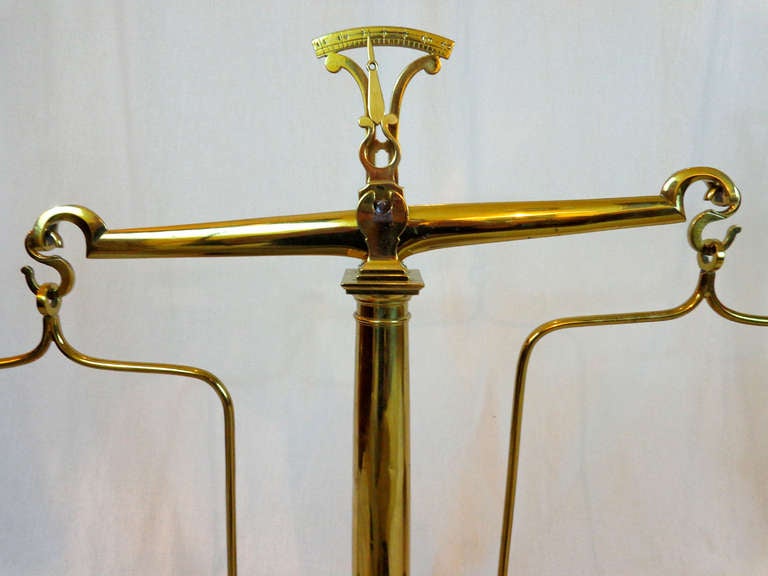 Two 19th C. Sets Of Brass Scales In Excellent Condition For Sale In Dallas, TX