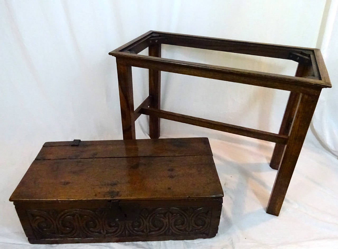 19th Century English Carved Wooden Box on Stand 6